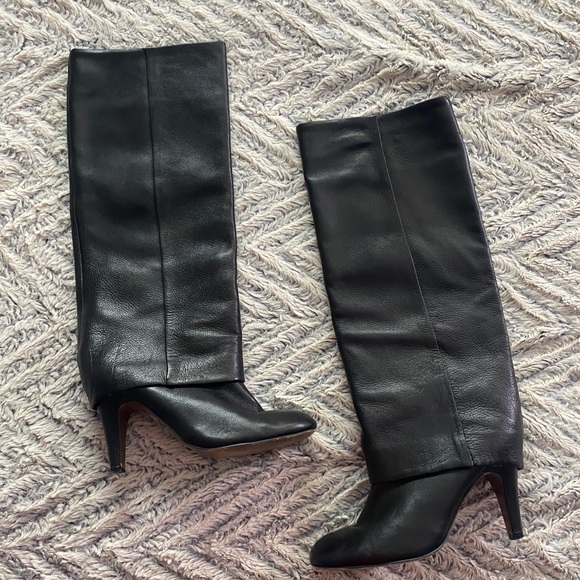 Ash Shoes - Ash ono cuffed black leather knee-high boots 7